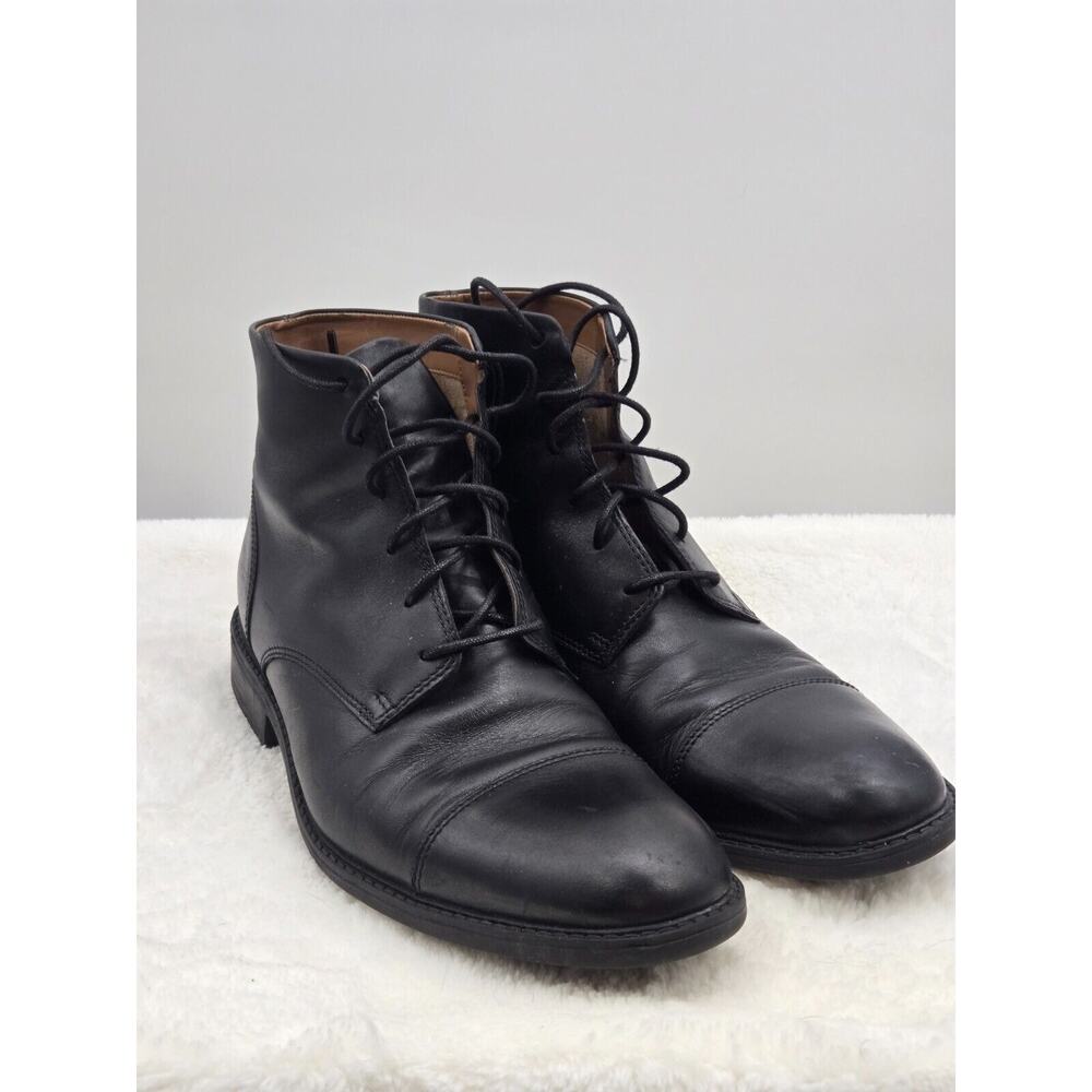 MEN'S CLARKS THE COLLECTION LEATHER LACE UP ANKLE BOOTS BLACK SIZE 9.5